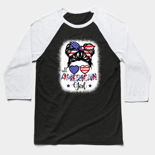 All American Girls 4th Of July Bleached Shirts Daughter USA Baseball T-Shirt